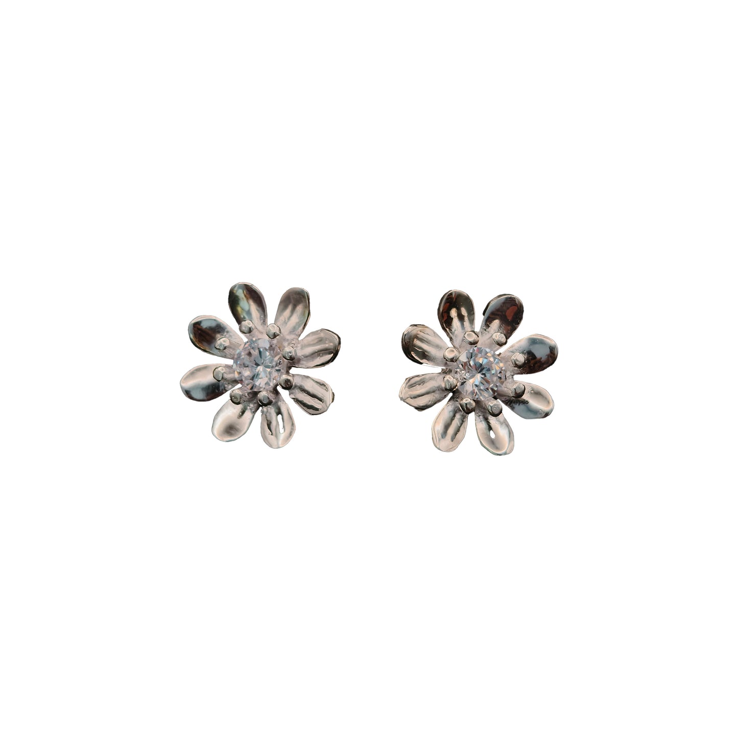 Daisy Bloom Silver Stud Earrings