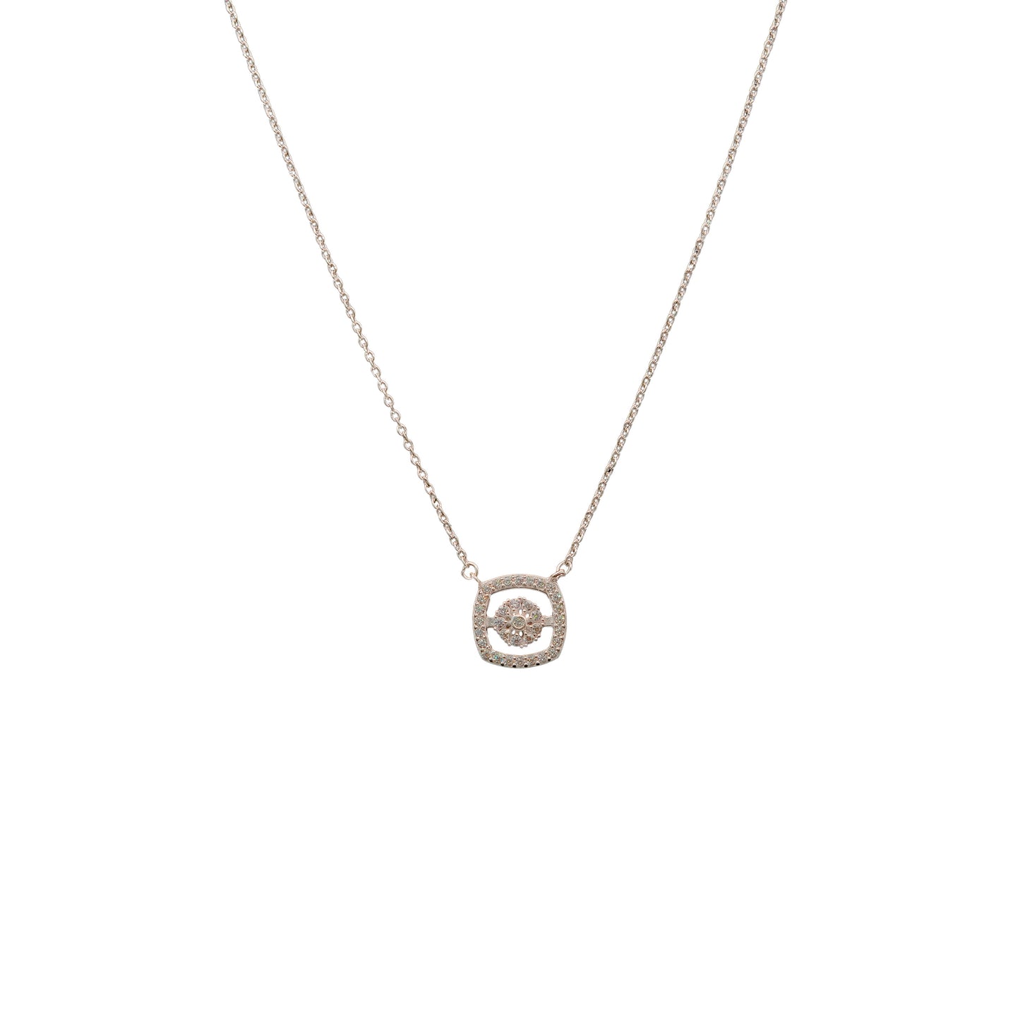 Aura Square Silver Pendant Chain