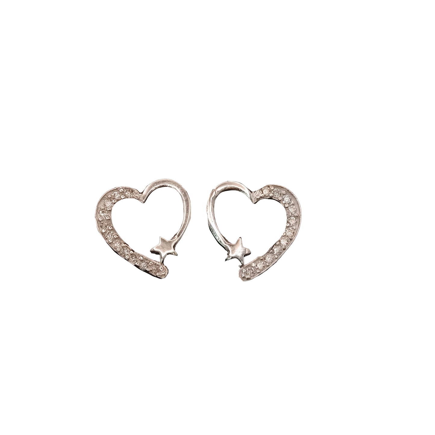 Starlit Heart Silver Stud Earrings