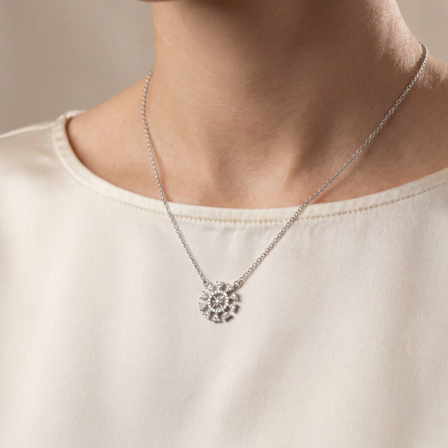 Celeste Bloom Silver Pendant Chain