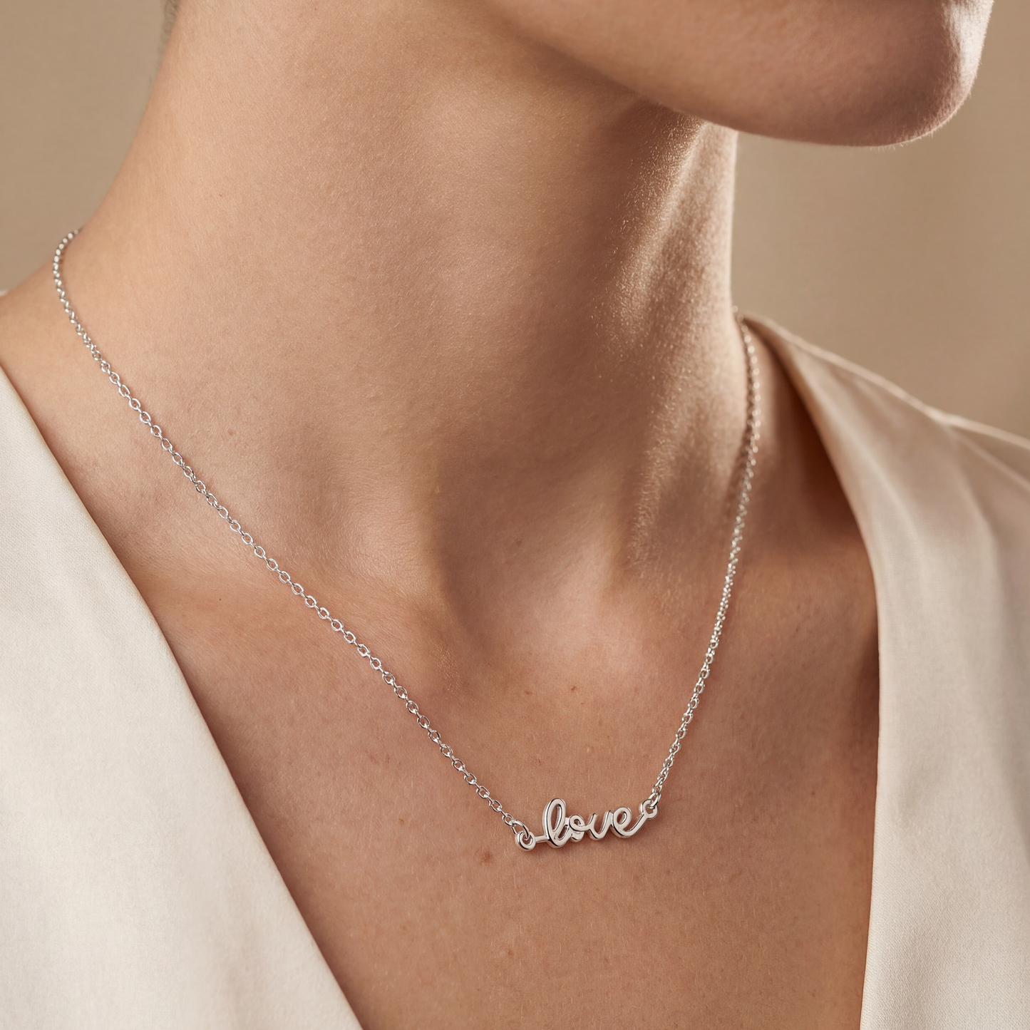 Pure Love Silver Script Pendant Chain