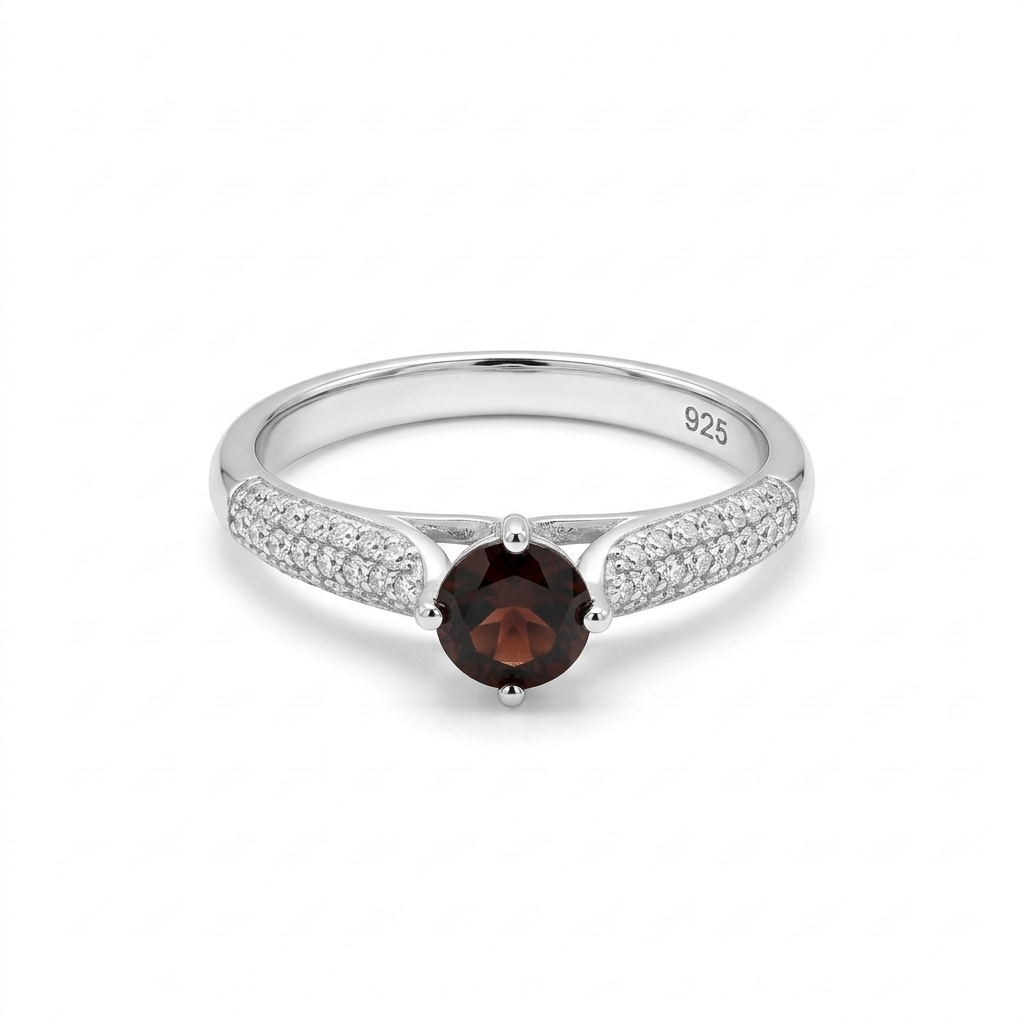 Crimson Solitaire 925 Sterling Silver Ring