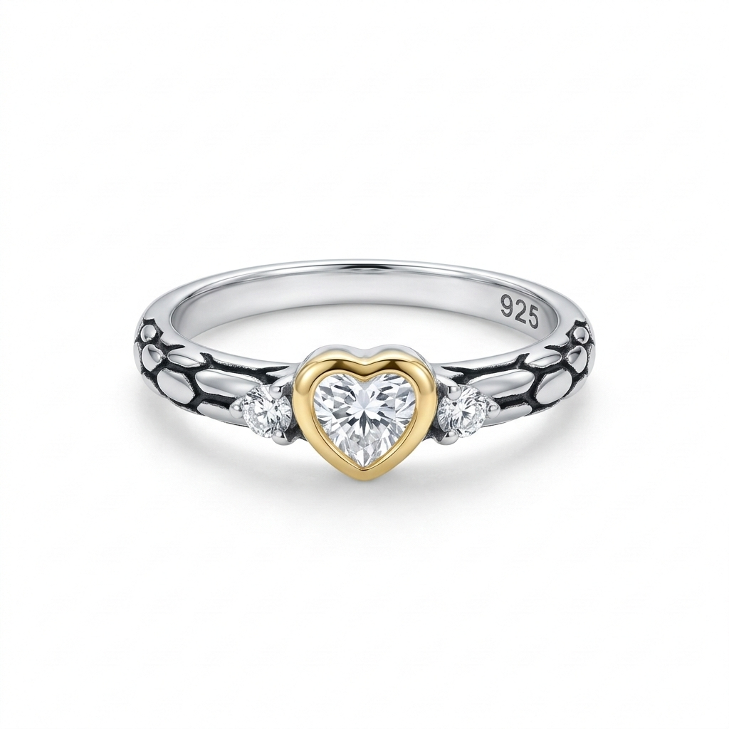 Golden Heart Halo Ring