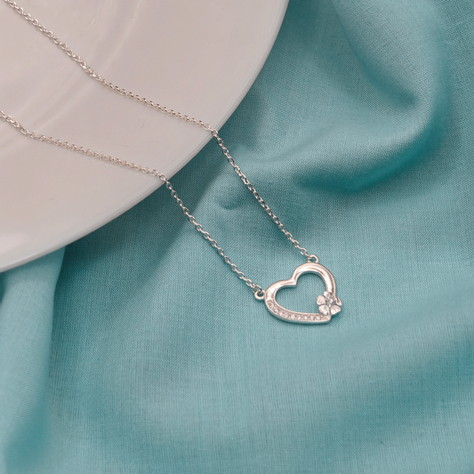 Blossom Heart Silver Pendant Chain