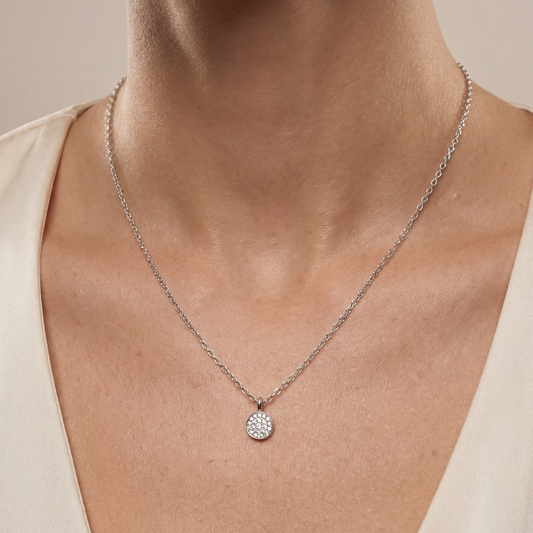 Luna Pave Silver Pendant Chain