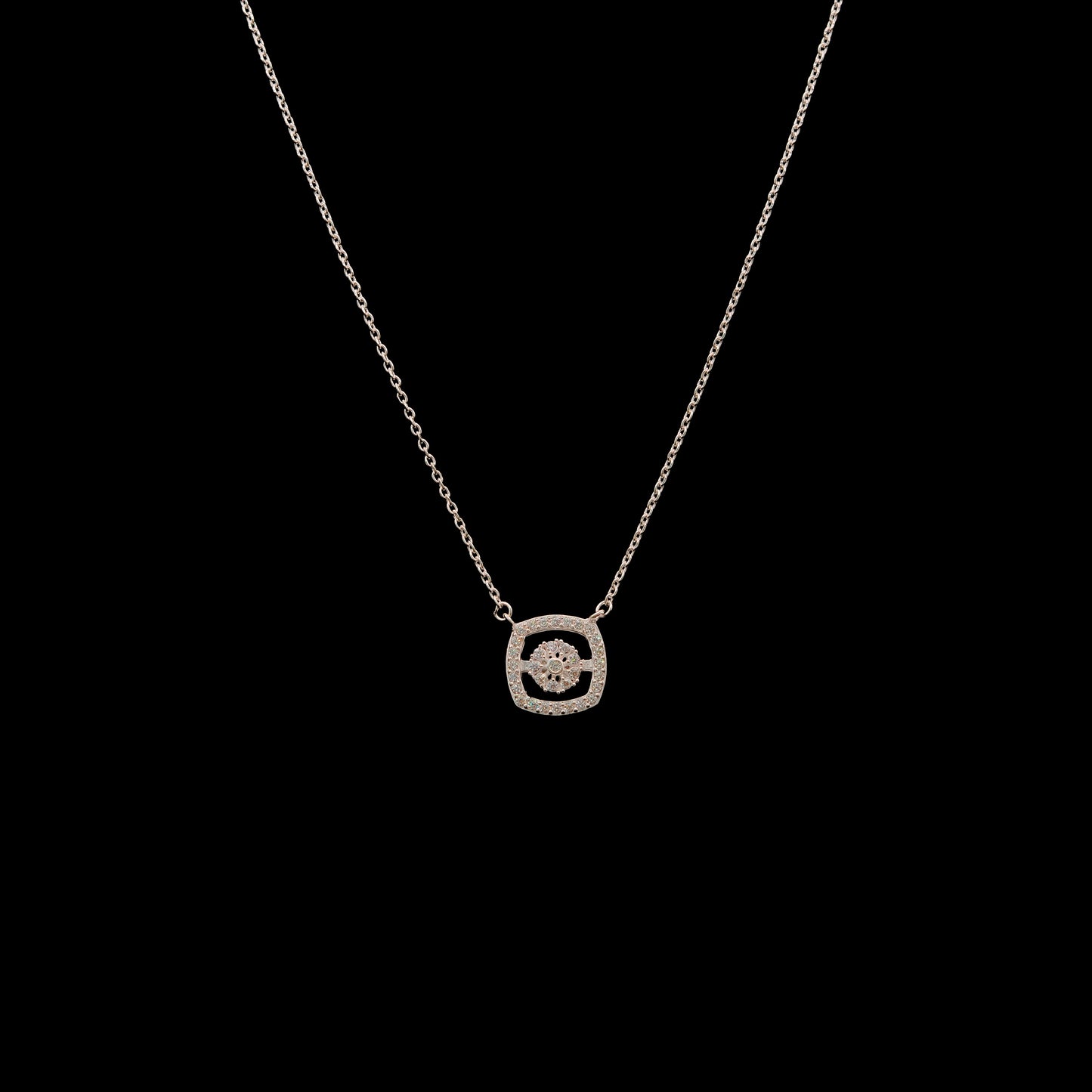 Aura Square Silver Pendant Chain