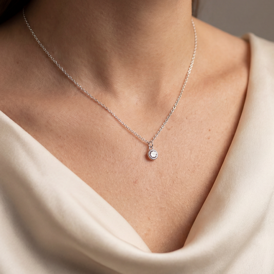 Aura Solitaire Silver Pendant Chain
