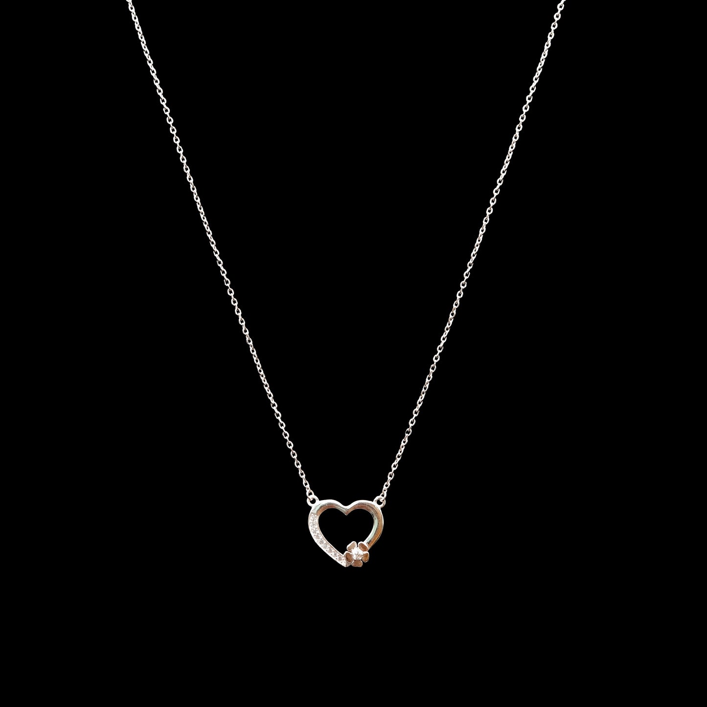 Blossom Heart Silver Pendant Chain