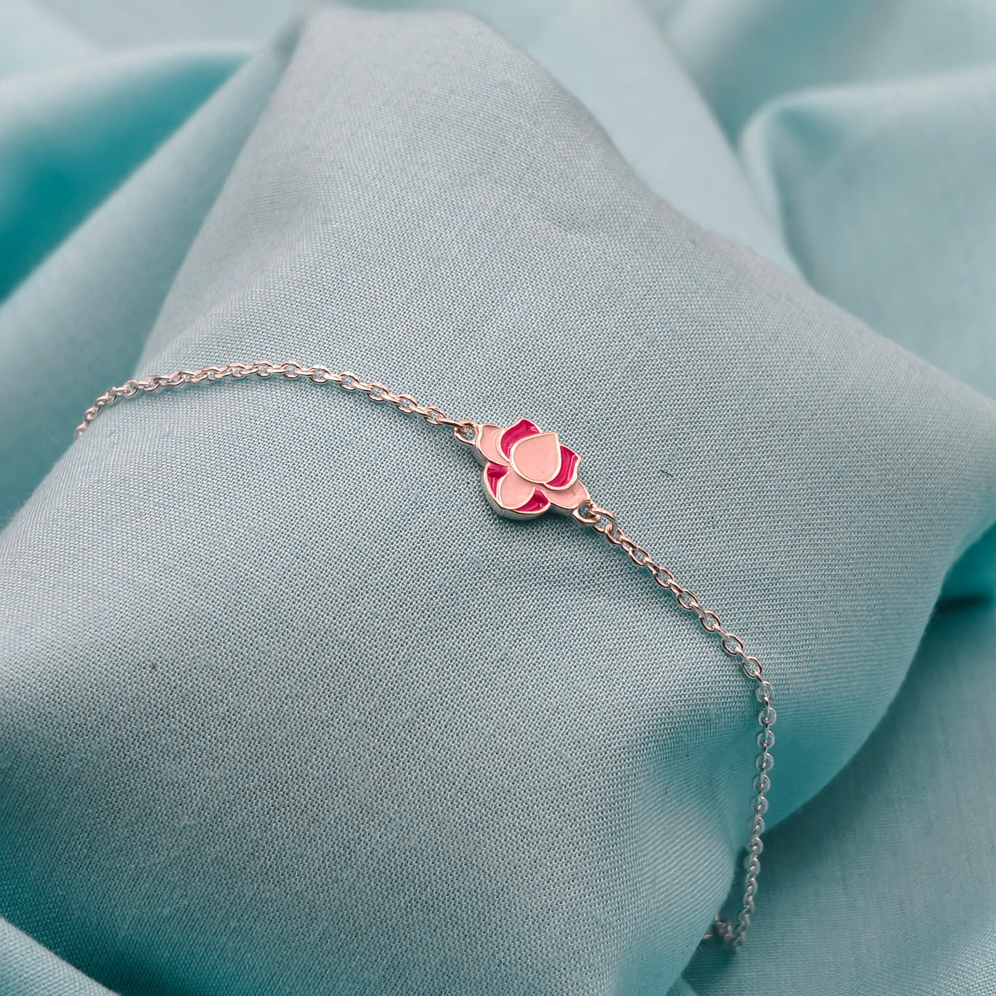 Blush Lotus Silver Bracelet