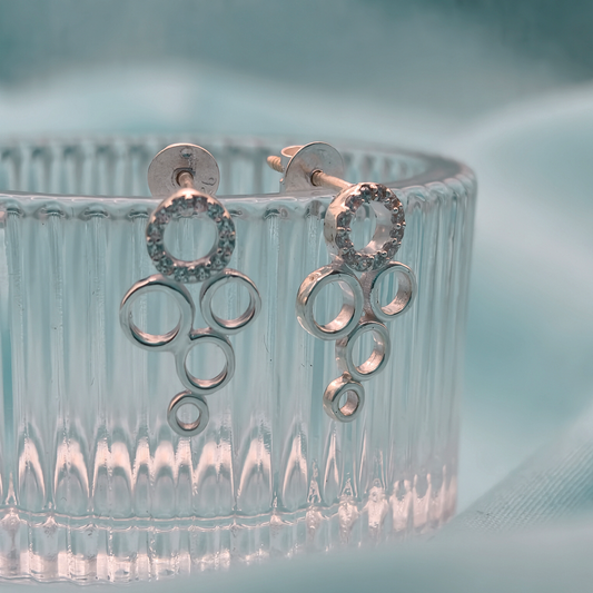 Cascade Circles Silver Drop Earrings