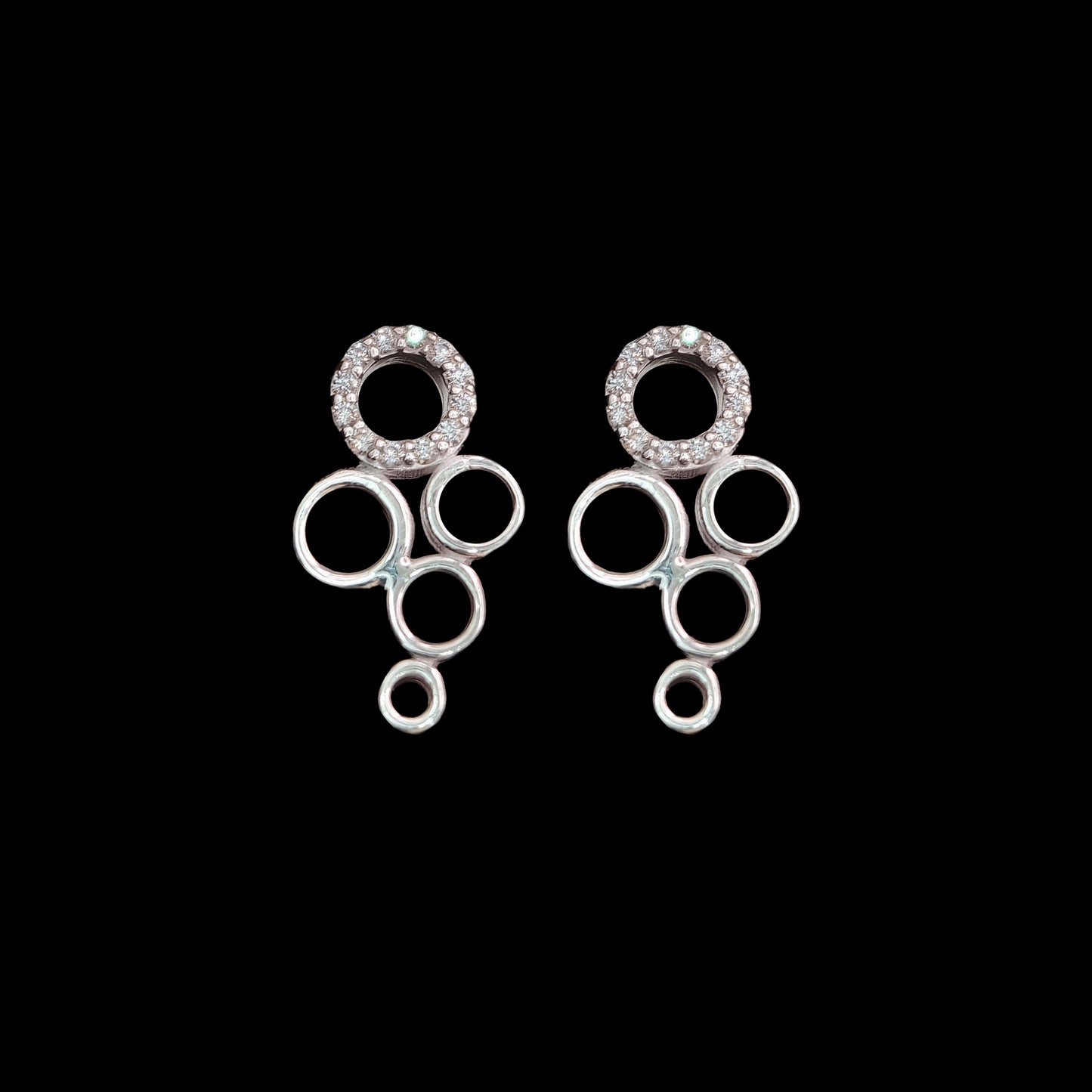 Cascade Circles Silver Drop Earrings