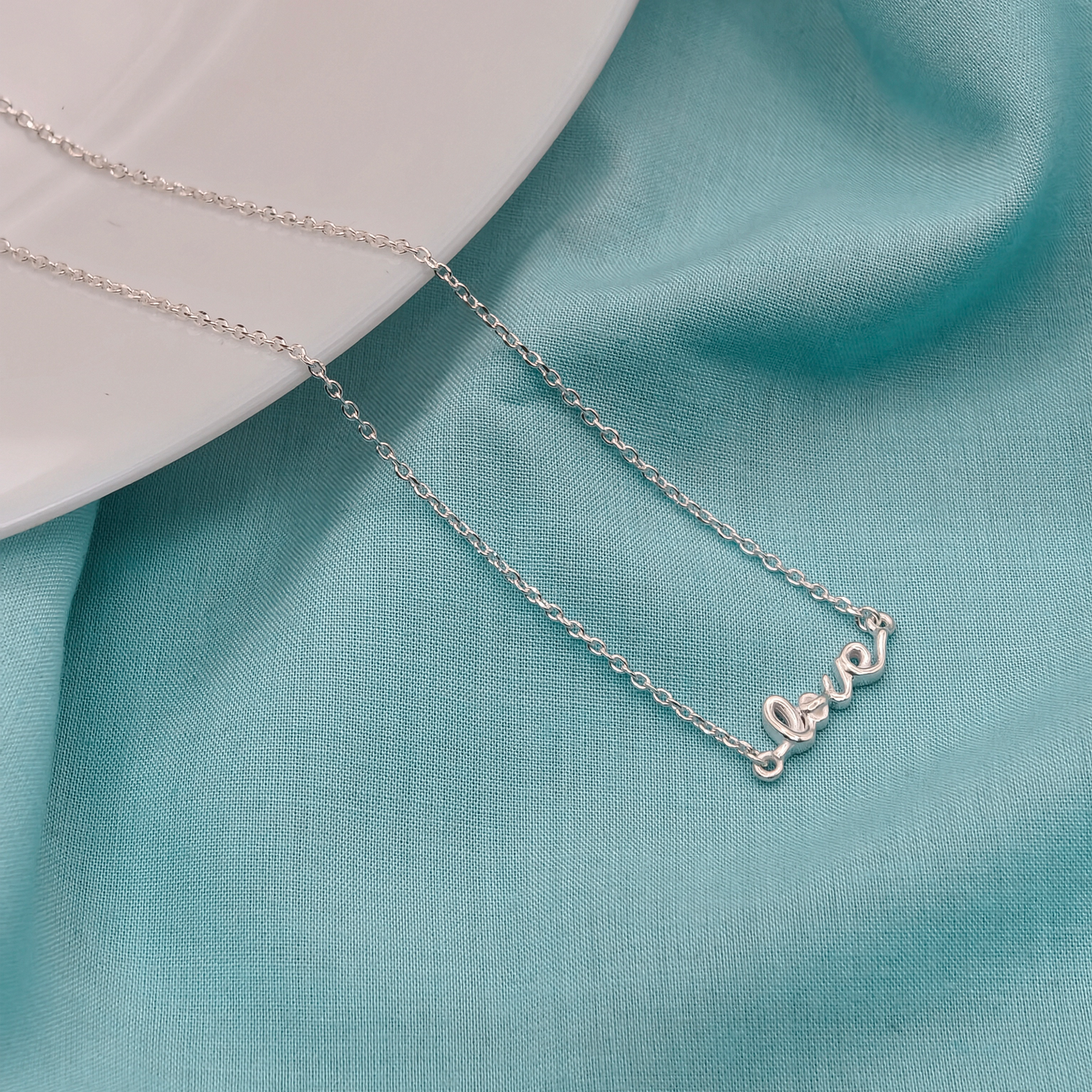Pure Love Silver Script Pendant Chain