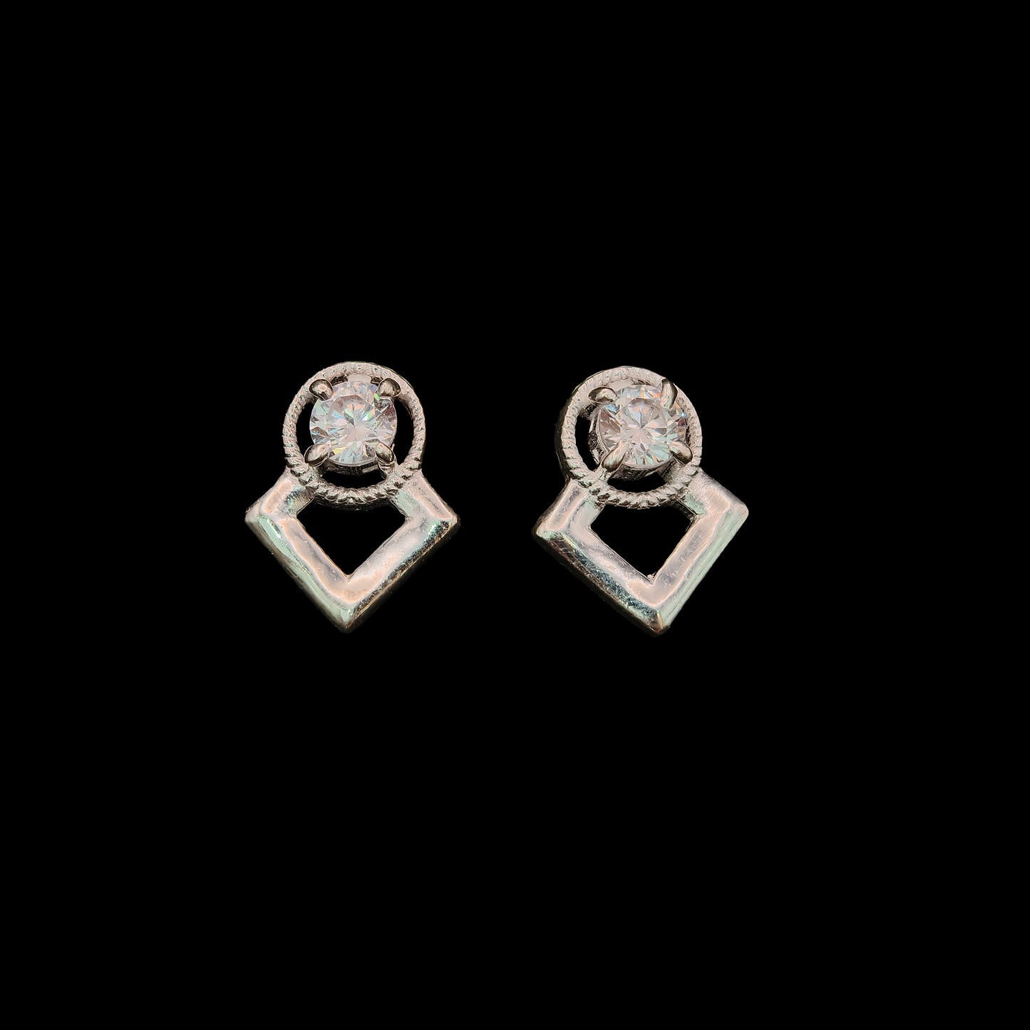 Nova Frame Silver Stud Earrings