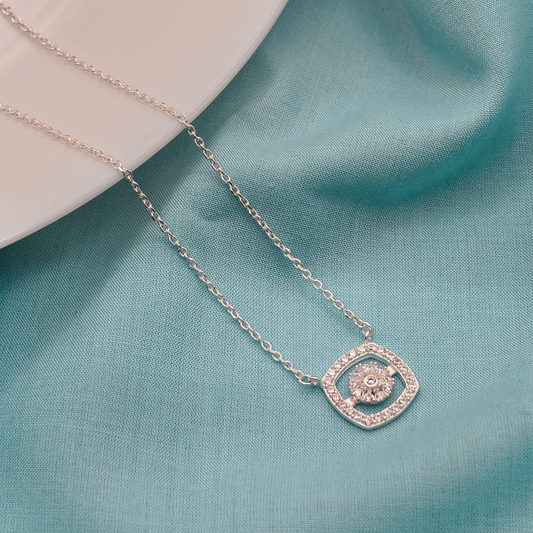 Aura Square Silver Pendant Chain