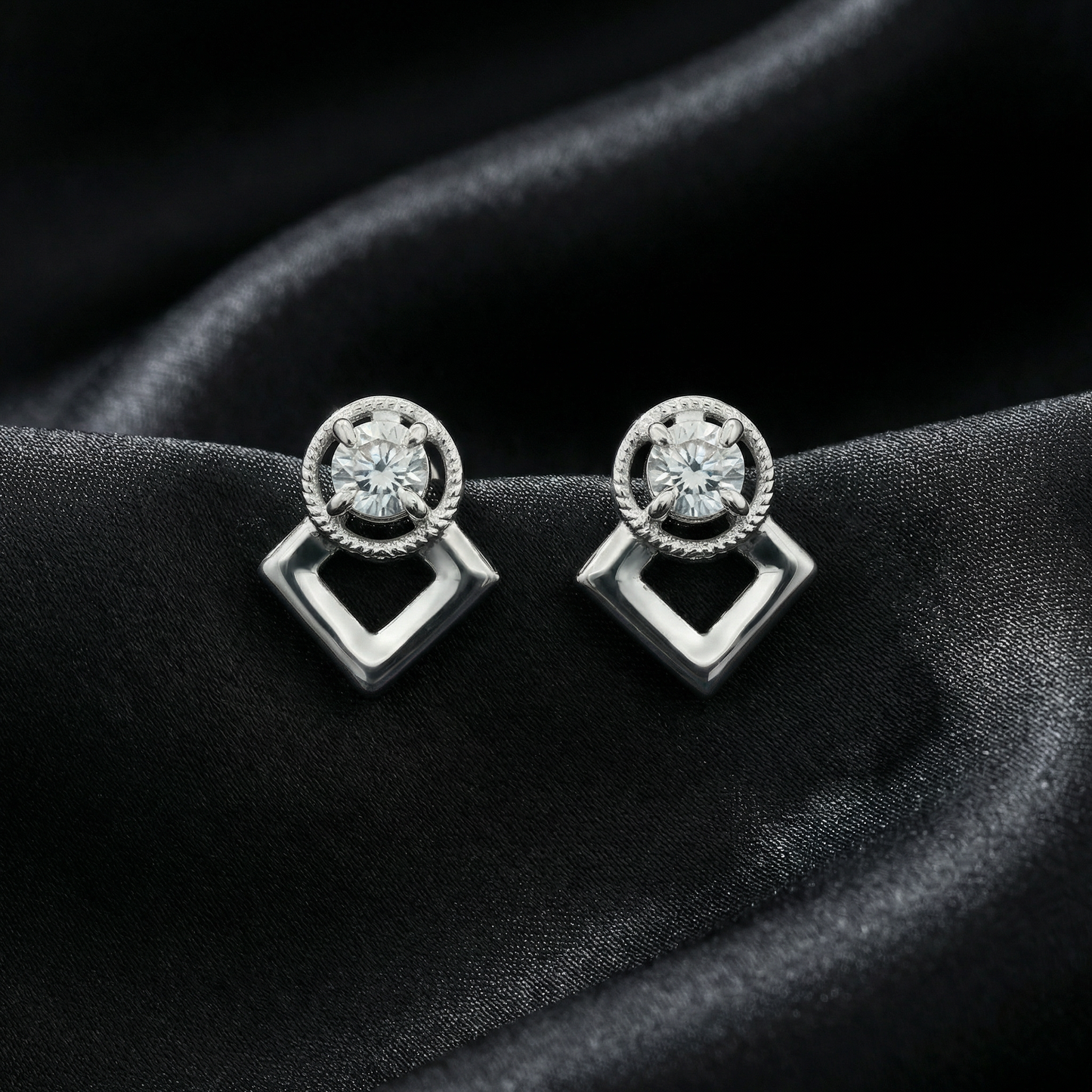 Nova Frame Silver Stud Earrings