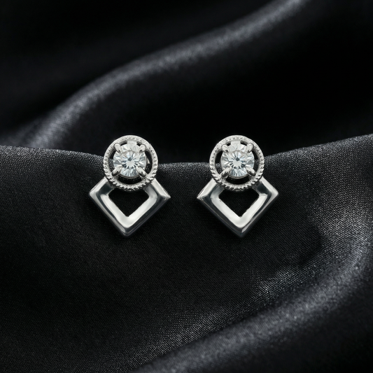 Nova Frame Silver Stud Earrings