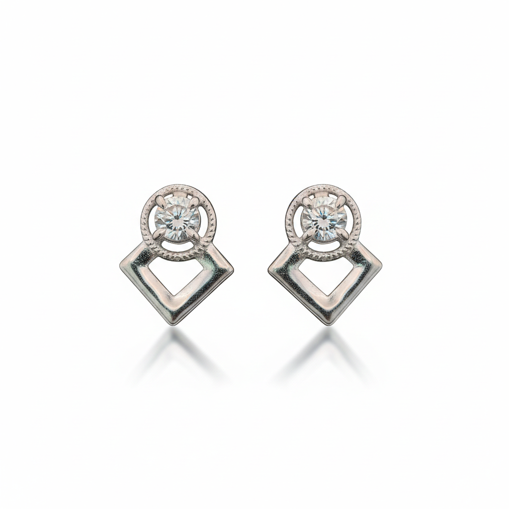 Nova Frame Silver Stud Earrings