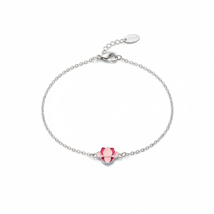 Blush Lotus Silver Bracelet