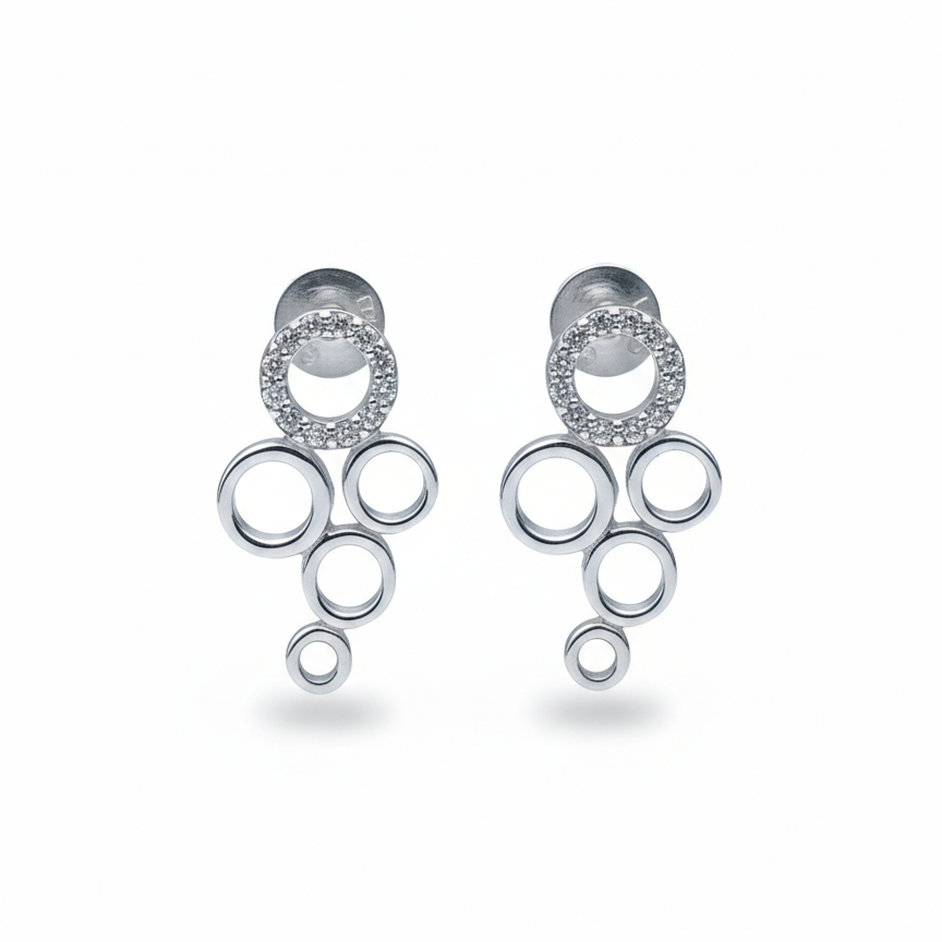 Cascade Circles Silver Drop Earrings