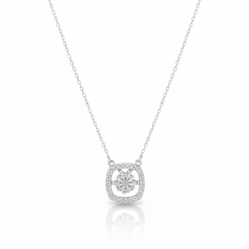 Aura Square Silver Pendant Chain