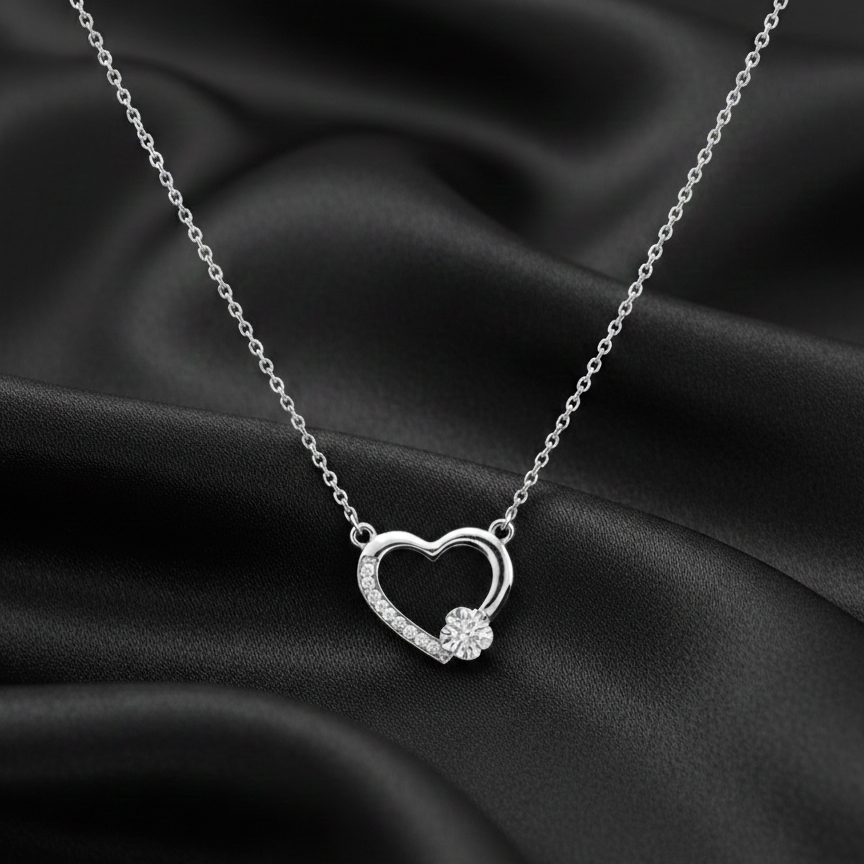 Blossom Heart Silver Pendant Chain