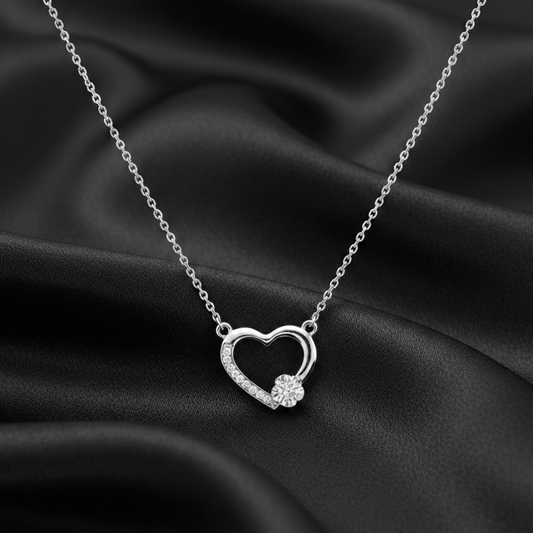 Blossom Heart Silver Pendant Chain