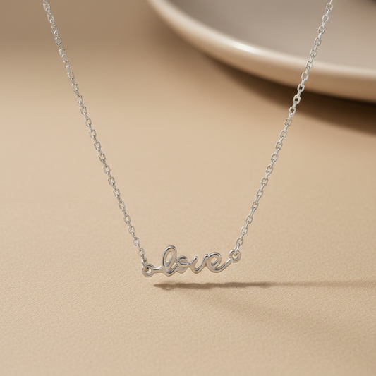 Pure Love Silver Script Pendant Chain