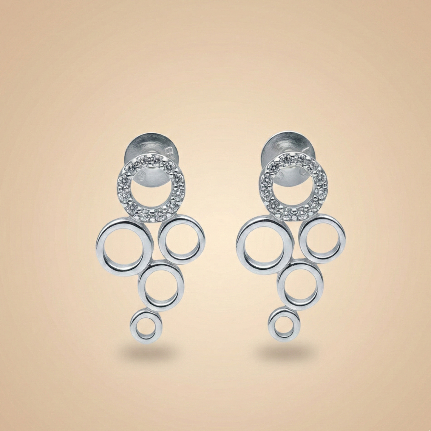 Cascade Circles Silver Drop Earrings