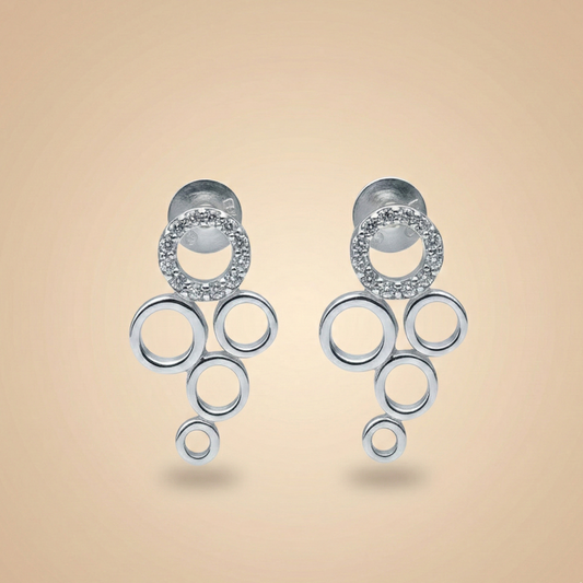 Cascade Circles Silver Drop Earrings