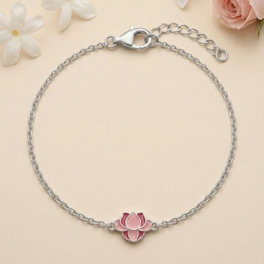 Blush Lotus Silver Bracelet