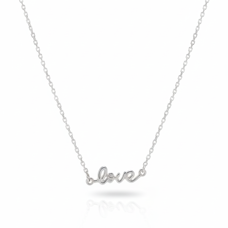 Pure Love Silver Script Pendant Chain