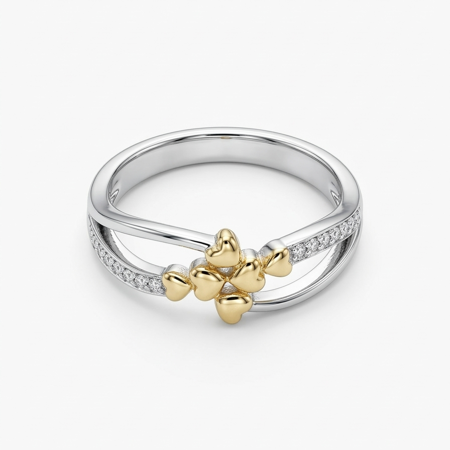 Golden Heart Bloom Ring