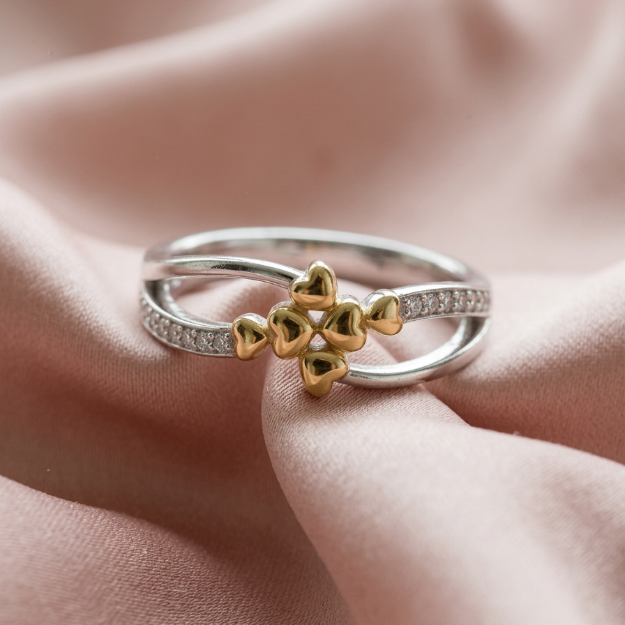 Golden Heart Bloom Ring