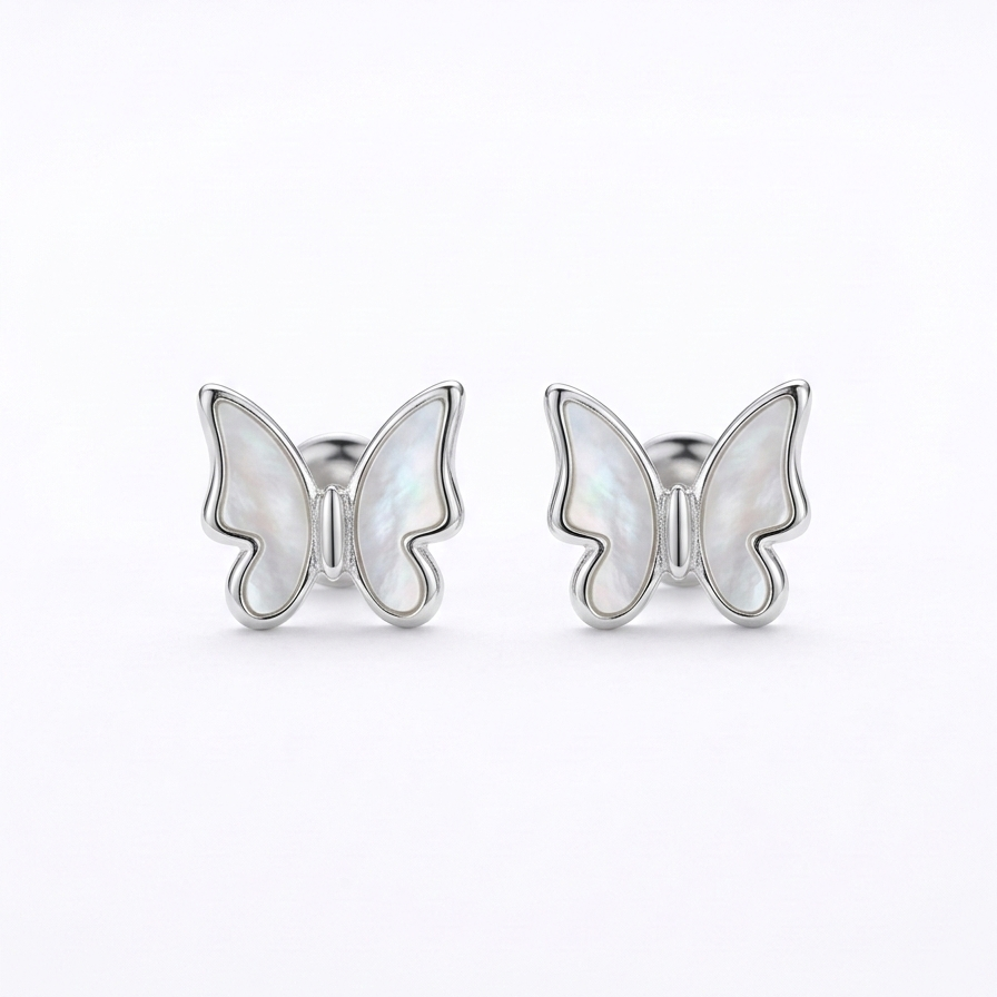 Butterfly Mother of Pearl Stud Earrings