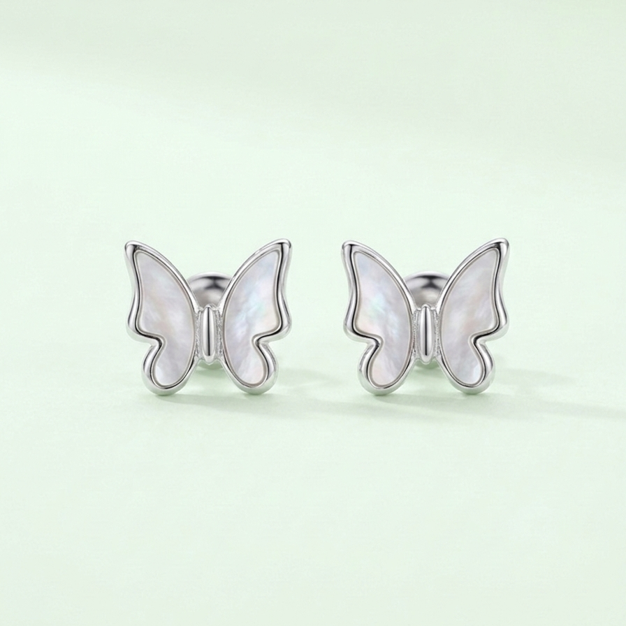 Butterfly Mother of Pearl Stud Earrings