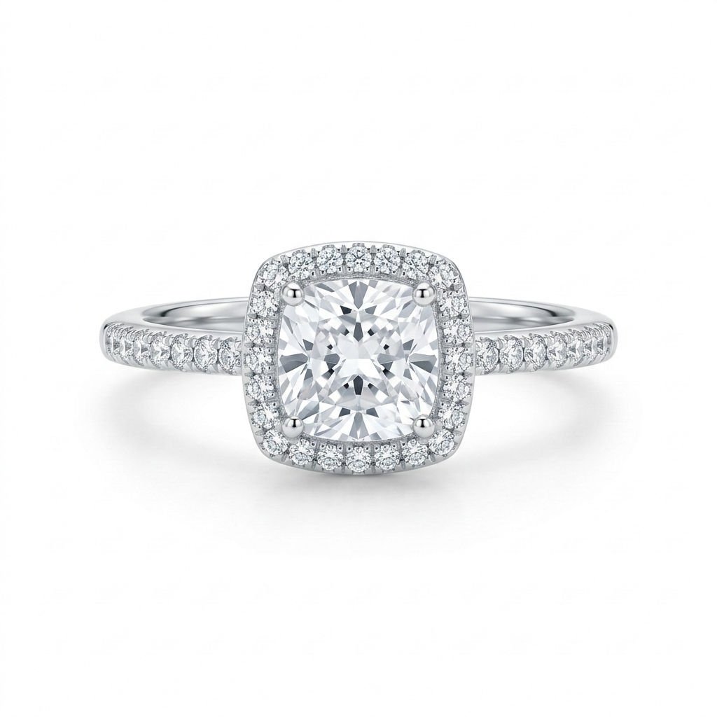 Radiant Halo 925 Sterling Silver Ring