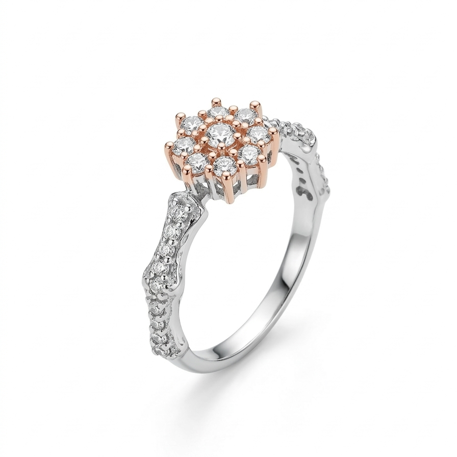 Rosé Floral Halo Ring