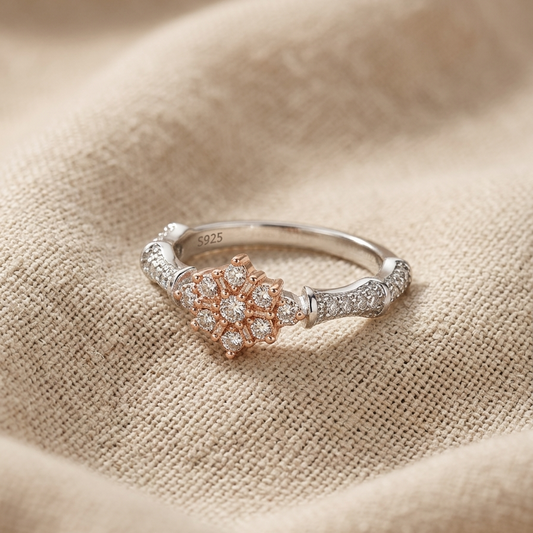 Rosé Floral Halo Ring