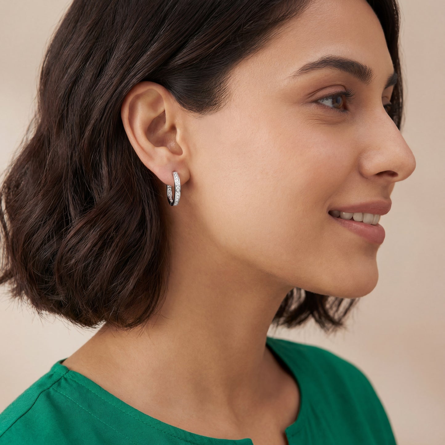 Luna Spark Silver Hoop Earrings