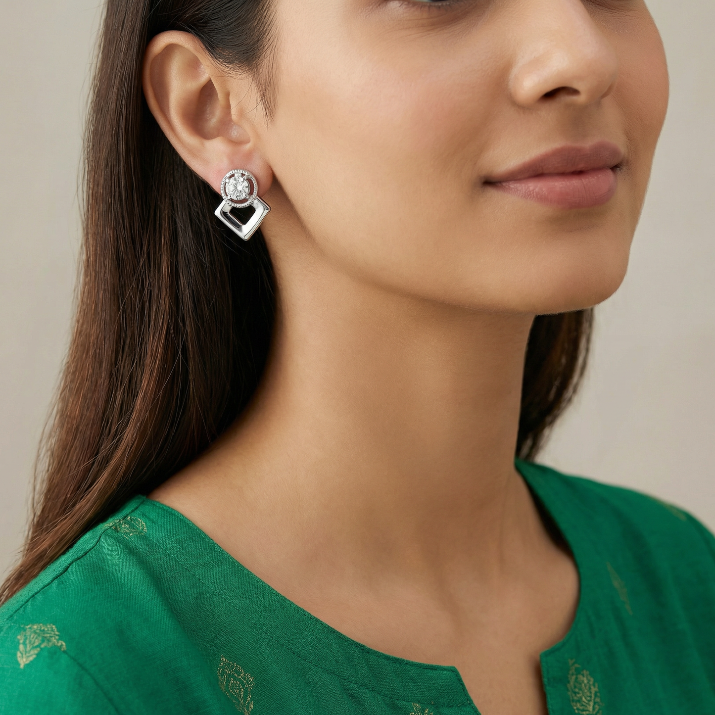 Nova Frame Silver Stud Earrings