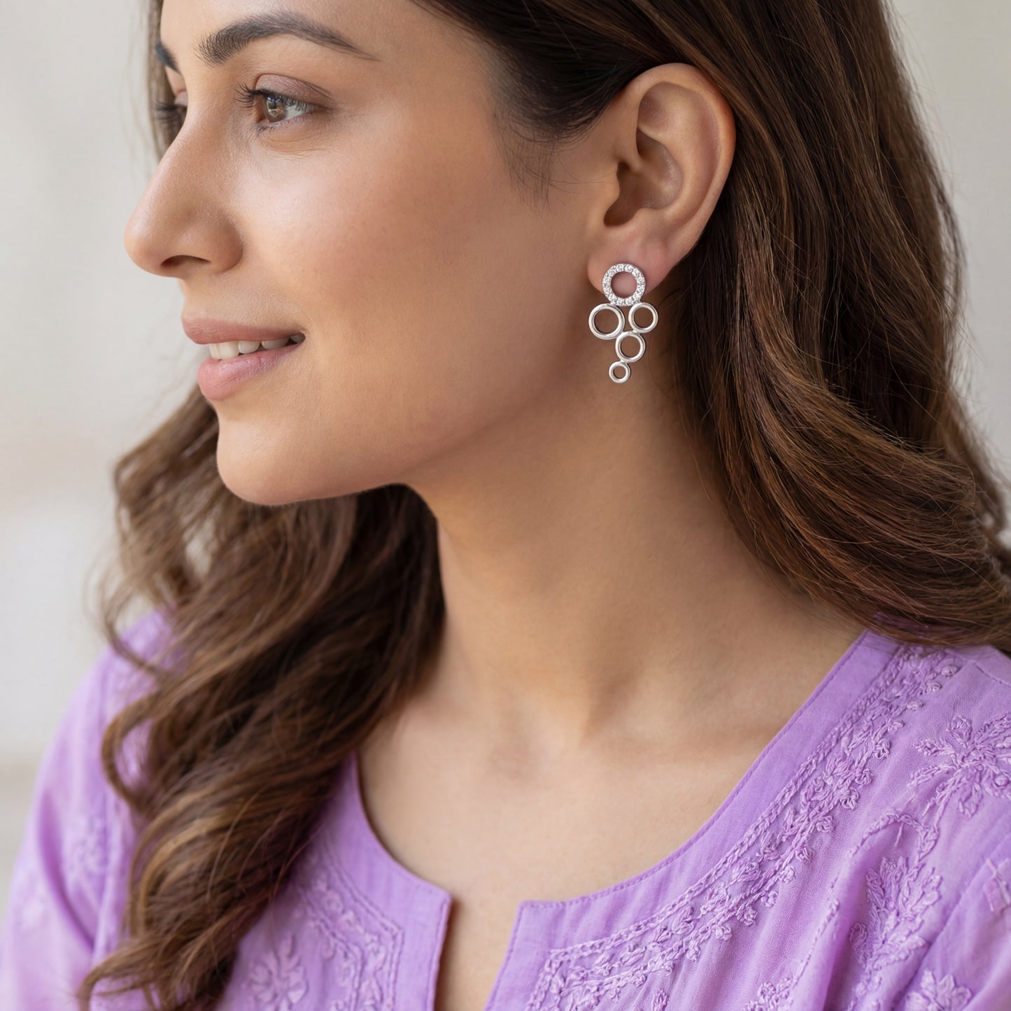 Cascade Circles Silver Drop Earrings