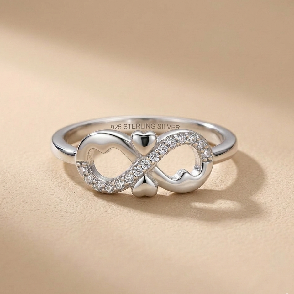 Infinity Heart 925 Sterling Silver Ring