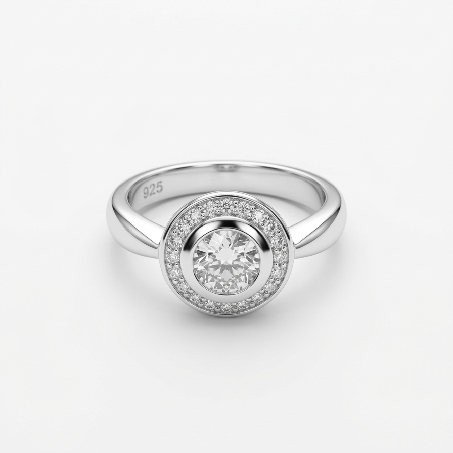 Luna Halo Solitaire Ring