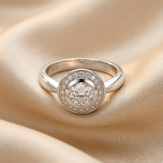 Luna Halo Solitaire Ring