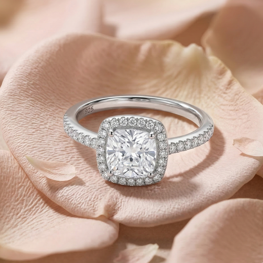 Radiant Halo 925 Sterling Silver Ring