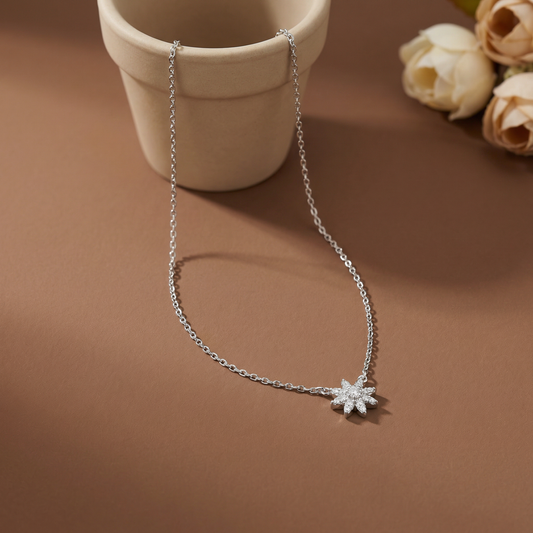 Petal Spark Silver Pendant Chain